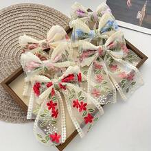 6 Colors To Choose From/1 Piece Set/Lace Ribbon Bow Hair Clip, Women's Matte Candy Color Hair Clip, Multiple Colors To Choose From, Suitable For Daily Travel, Gatherings And Parties, Wearing Hair Accessories, Perfect Choice For Gifts - 紅色 - 查看 4