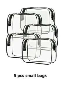 5pcs Transparent PVC Zipper Cosmetic Bag Set, Portable Clear Toiletry Bag, Business Travel, Vacation, Bathroom Storage Travel Zipper Pouch, Minimalist Unisex Clear Organizer Bag, EVA Toiletry Cosmetic Bag Set, Transparent Zipper, Travel Organizer Bag. Suitable For Backpack, Travel Essential, Beach Vacation. - Multicolor - View 19