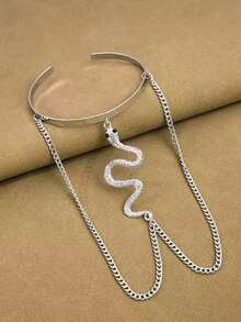 Boho Crystal Pendant Cuff Open Bangles For Women Wedding Bridal Goth Tassel Link Arm Bracelets Party Jewelry Gift - Snake-shaped Arm Ring - View 9