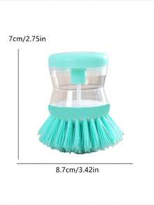 1pc Multifunctional Pot And Dish Cleaning Brush With Soap Dispenser And Stand - Durable Plastic Scrub Brush For Kitchen Sink, Pans, Saucepans - Uncharged Manual Operation Dishwashing Tool - Multicolor - View 11