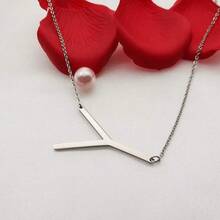 MOMOL Sideways Initial Necklace 18K Gold Plated Stainless Steel Large Big Letters Pendant Necklace Script Name Monogram Necklaces For Women,Y - Y - View 4
