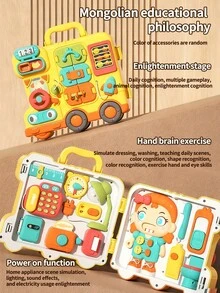 1pc Multifunctional Busy Board Montessori Educational Toy, Fine Motor Skills Toy Car, Baby's Birthday Christmas Gift (All Parts Colors And Patterns Are Random) - Multicolor - View 5