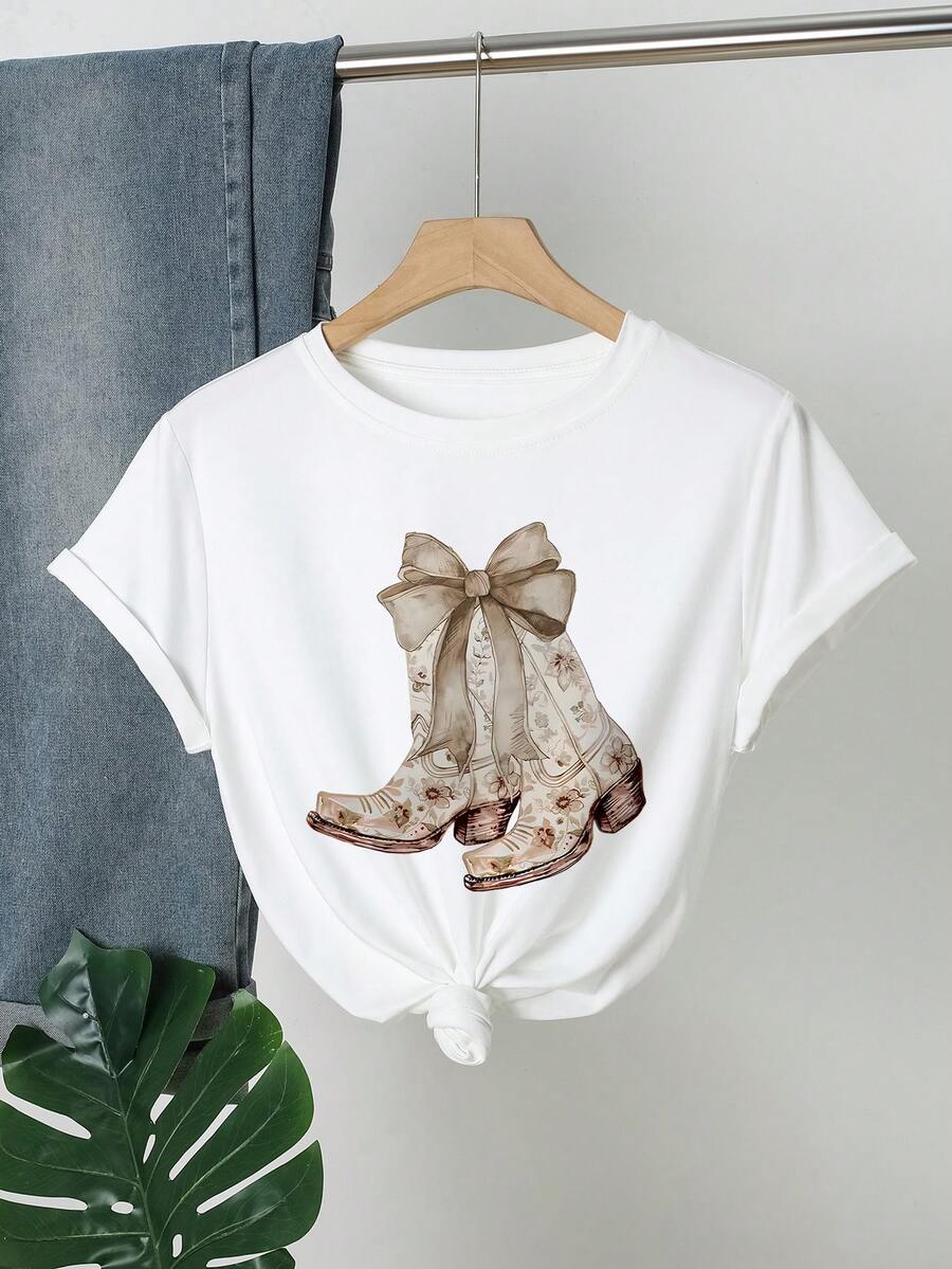 Casual Versatile Solid Color Round Neck Short Sleeve T-Shirt - White - View 1