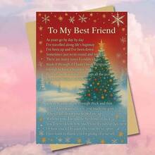 1pc To My Best Friend Christmas Tree Design Card Greeting Card With Envelope Festive Holiday Winter Scene With Stars And Snow Heartfelt Friendship Appreciation Poem Perfect For Friends, Colleagues, Family Members - Multicolor - View 8