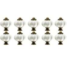 4pcs White Pumpkin Shaped Cabinet Drawer Pull Handles, Zinc Alloy Dresser Knobs For American Style Furniture, Vanity, Closet - White - View 7