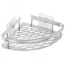 Estantería de esquina para ducha de aluminio de fácil instalación - Resistente a la oxidación, estantería de almacenamiento montada en la pared sin necesidad de perforar para artículos esenciales del baño y la cocina - Multicolor - Ver 8