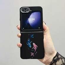 1PC Adorable Cartoon Spinning Koi 2D Printed Pattern Foldable Phone Case, Compatible With Galaxy Z Flip7 Case, 6, 5, 4, 3 Series. Full-Coverage Protection With Scratch-Resistant, Slim, And Shockproof Features. Available In Multiple Colors, Suitable For Both Men And Women. Perfect Christmas Or Holiday Gift. - Brown - View 1