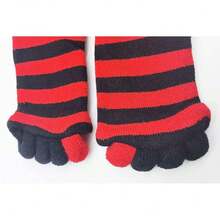 Women Toe Separator Socks Toeless Foot Alignment Socks For Yoga GYassage Pain Relief Improves Circulation Stretchy,29637406 - 黑與白 - 查看 5