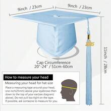GraduationMall Matte Graduation Cap With 2025 Tassel For High Schoolsss & Bachelor,OneSize,Skyblue - 天藍 - 查看 5