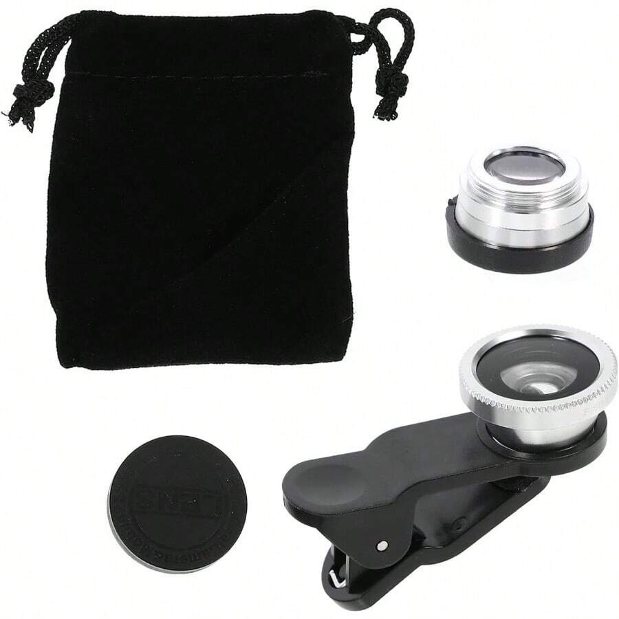 Juego de 2 Lentes 3 1 para Cmara de Telfono Clip Incluye Lente Ojo de Gran Angular y Macro Color Plateado Compatible Telfonos Mviles para Fotografa de Paisajes y - inicial - Ver 1