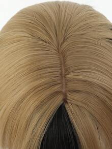 28Inch Black Coffee Blonde Mixed Synthetic Wigs With Bangs And Double Ponytails Long Straight Hair Wig Suitable For Women Heat Resistant Daily Party Christmas Cosplay