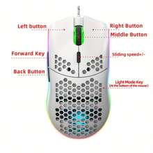 Gaming Mouse HXSJ USB Wired Gaming Mouse With RGB Lighting Effects And 6-Key Optical Mouse, Plug And Play, Suitable For Gaming, Office And Home Users. - White - View 3