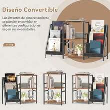 Librero, Estante Organizador con Dos Repisas para Exhibición y Almacenamiento, Mueble para Tocadiscos,Librero Minimalista, Base Ajustable, para Oficina, Salón, Dormitorio(default) - Multicolor - Ver 5