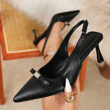 Sexy Fashion Bowknot Hollow Pointed Toe Stiletto Heel Casual Versatile Commute Party Office Black High Heels For Women - Black - View 8