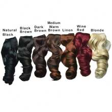 20inch 1-Pack 3/4 Full Head Curly Wave Clips In On Synthetic Hair Extensions HE008 Hairpieces For Women 5 Clips 4.5 Oz Per Piece - Medium Warm Brown,MediumWarmBrown - 中暖棕色 - 查看 4