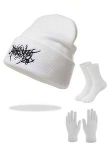 1顶男女通用嘻哈针织帽，摇滚乐队刺绣保暖针织帽，适合日常穿着、滑雪、度假等冬季活动。 - 彩色 - 查看 9