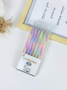 Rainbow Colored Pens, 6 Pieces/Pack, Carefully Designed Rotating Gradient Rainbow Dream Color Neutral Pens, 1.2mm Bullet Tip For Smooth Writing With Rich Colors, Suitable For Coloring, Highlighting, And Journaling - Rainbow Pens - Pastel Style 6 Pens/box - View 4