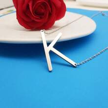 MOMOL Sideways Initial Necklace 18K Gold Plated Stainless Steel Large Big Letters Pendant Necklace Script Name Monogram Necklaces For Women,K - k - 查看 4