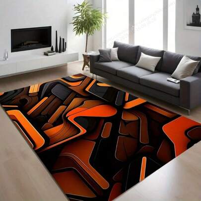 1pc Geometric Carpet, Futuristic Carpet, Modern Orange Carpet, Decorative Carpet, Suitable For Living Room, Kitchen, Easter And Mother's Day Gift, Suitable For Spring, Suitable For Friends And Family