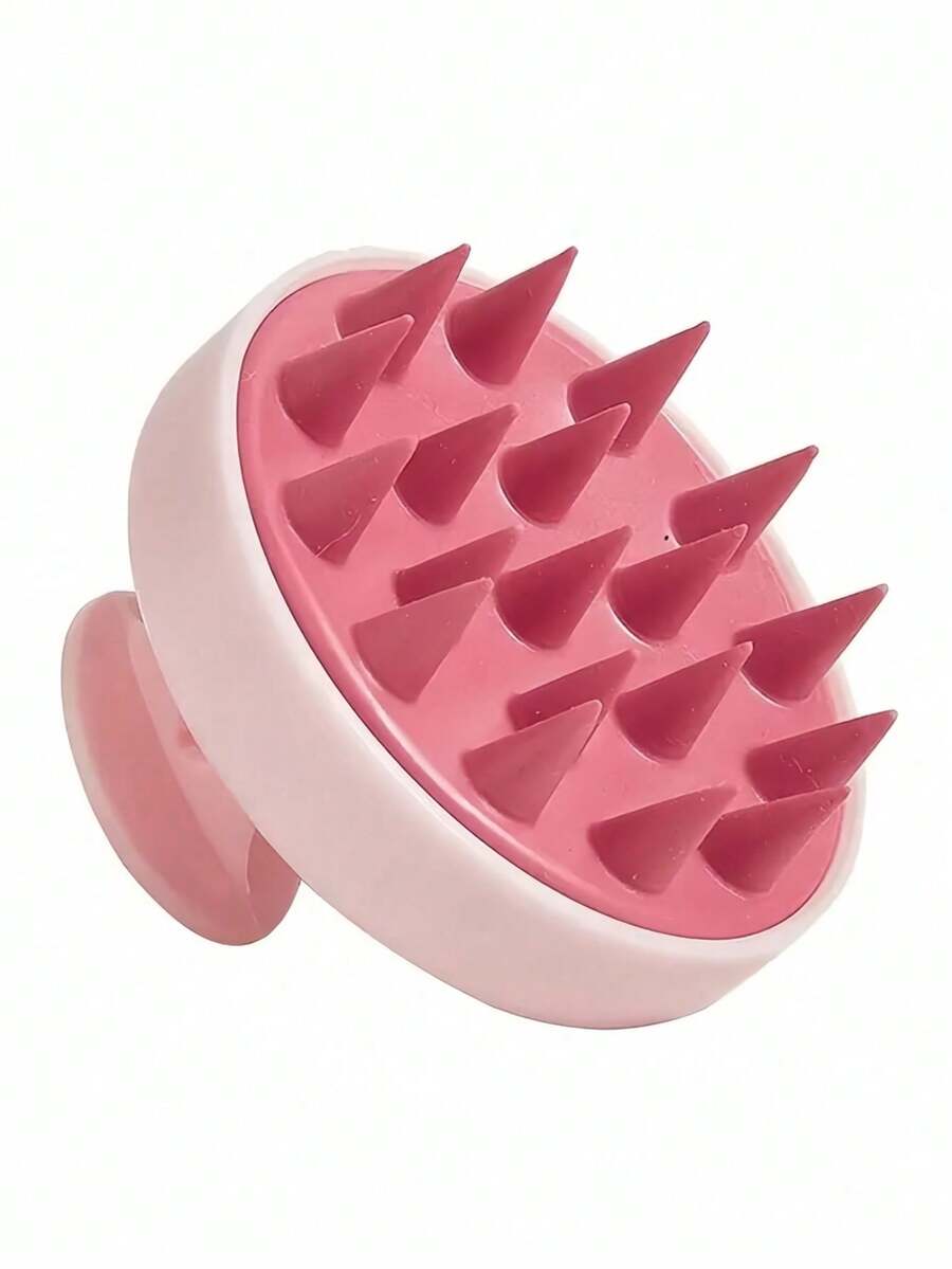 1 pieza Cepillo de masaje para el cuero cabelludo, cerdas suaves de silicona, para el cuidado del cuero cabelludo, limpieza del cuero cabelludo en la ducha, exfoliación, eliminación de caspa, masaje de cabeza, uso en seco/húmedo, con mango, agarre fácil, cepillo de champú de masaje de doble color, cepillo/peine para el cabello - Multicolor - Ver 1