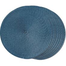 Round Braided Placemats Set Of 8 Place Mats For Dining Table Woven Washable Non-Slip Table Mats 15 Inch(Blue,8pcs),Blue15inchessetof8 - Blue15inchessetof8 - View 1