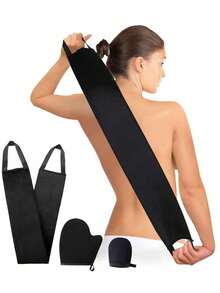 3-In-1 Self Tanning Gloves Set, Includes Self Tanning Gloves, Applicator Mitt, And Back Applicator, Designed Specifically For Back, Ultra Soft And Streak-Free - Black - View 2