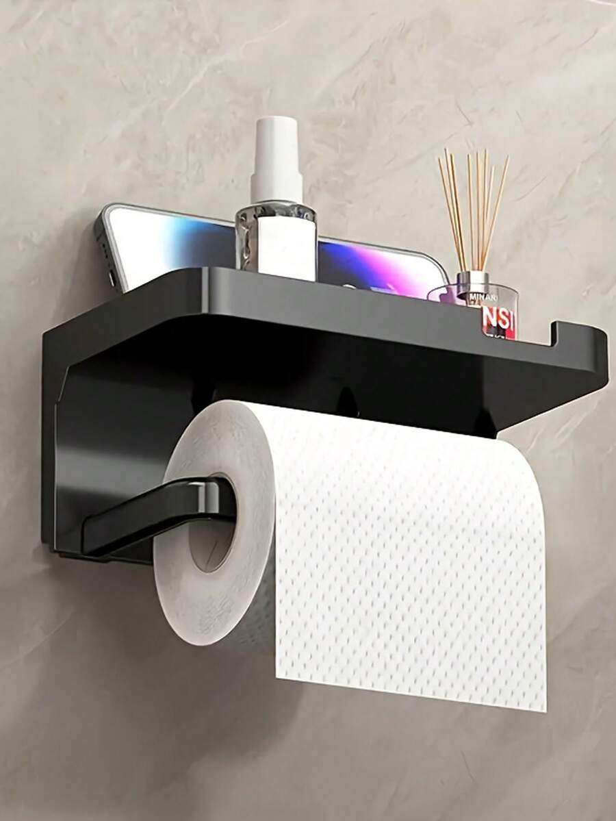 壁挂式浴室置物架/纸巾架，无需钻孔的梳妆台收纳架。适用于新年、斋月、情人节。 - 彩色 - 查看 1