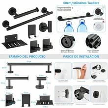 NewTECHVIDA Conjunto de Toallero de Baño de 7 Piezas Acero Inoxidable 304 de Calidad Espesada Accesorios para Mueble o Colgador de Pared Decoración - Cepillado - Ver 1