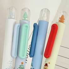 圣诞限量版“冰雪梦境”系列高品质速干笔，0.5mm黑色墨水，可爱雪人、雪花、姜饼人、圣诞树图案，单支装或四支装套装 - 黑色 - 查看 10