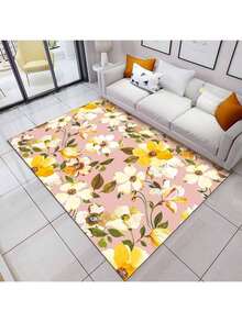 1pc Modern Pink Floral Pattern Area Rug, Decorative Carpet Suitable For Living Room, Classroom, Game Room, Dorm, Bedroom - Multicolor - View 25