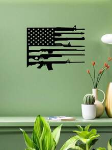 زخرفة جدارية معدنية سوداء على شكل علم أمريكا، مناسبة للأماكن الداخلية والخارجية، وتنطبق بشكل مثالي على غرف المعيشة والحمامات والمطابخ والمكاتب - متعدد الألوان - مشاهدة 6