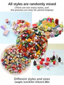 5/20/30/50 Pcs Random Style Resin Miniature Simulated Food & Bottle, Random Color DIY Hair Clips, Phone Cases, Refrigerator Magnets, Dollhouse Decor, Jewelry Making Supplies