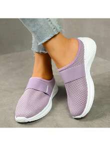 Women's Orthopedic Comfort Slip-On Sneakers - Arch Support With Skin-Friendly Foam, Breathable Knitted Fabric, All-Day Lightweight Walking Shoes, Non-Slip PVC Sole - Suitable For Nurses, Teachers, Standers And Runners, Orthopedic Shoes, Exquisite Pressure Relief Design, Beautiful Embroidery, Soft And Shockproof, Suitable For Long-Term Standing, Comfortable And Lightweight Women's Walking Sneakers, Women's Sports Casual Shoes - 紫色 - 查看 5