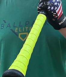 Cinta de agarre de murciélago de polímero para béisbol/softball |   Reemplazo de agarre de bate de béisbol precortado de 1,10 mm |   Bandera americana roja, blanca y azul - Amarillo neon - Ver 4