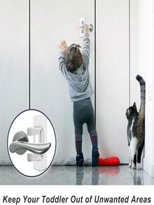 1 pièce Serrure de pour poignée de porte pour enfants, s'adapte aux portes, verrou de poignée de porte anti-bébé pour enfants et animaux de compagnie - Loquet de porte anti-enfant - Empêche les jeunes enfants d'ouvrir les portes - Utilisation facile à une seule main pour les adultes - ABS durable avec adhésif au dos - Aucun outil requis (couleur aléatoire) - Multicolore - Voir 7
