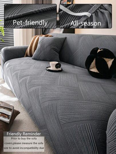 1pc All-Season Stretchy Sofa Cover, Anti-Slip Full Coverage Sofa Seat Cushion Slipcover, Machine Washable Dust-Proof Sofa Blanket, Pet-Friendly For Bedroom, Office, Living Room, Single/2/3/4 Seater
