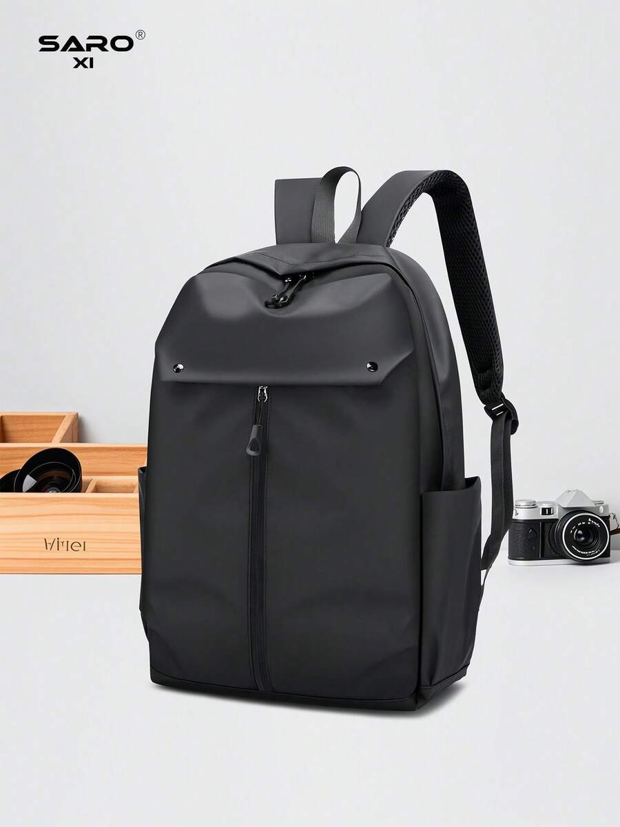 saroxi Men's Black Casual Lightweight Backpack, Portable Suitable For Travel, School, Large Capacity, Gift For Men