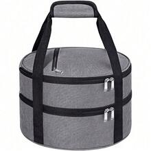 ‌1 Pc Insulated Casserole Carrier Bag Grey Elegant Leakproof Food Container For 12.5 Inch Baking Dishes Pies Hot Cold Meals Multi-Use Portable With Handles For Women Men Gifts Picnic Party Office Potluck Travel Family Gathering‌ - 灰色的 - 查看 1