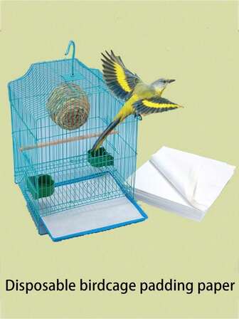 20pcs/100pcs Disposable Bird Cage Pad Paper, Bird Droppings Absorbent Pad, Disposable Square Parrot Tray Liner, Bird Supplies, Waterproof And Absorbent Styles Randomly Sent