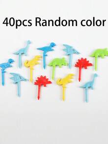 10pcs/20pcs/30pcs/40pcs/50pcs Jurassic Fruit Forks, Random Colors Bento Dessert Forks, Made Of ABS Material, Suitable For Lunch Box, Bento Box, Party Snacks - Multicolor - View 8