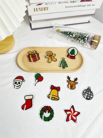 1set Acrylic DIY Christmas Wine Glass Decor, Wine Glass Pendant, Champagne Glass Marker, Wine Glass Ornament, For Bar, Christmas Party, Wedding, Wine Tasting Party, Multiple Color Styles To Decorate Your Beautiful Wine Glasses