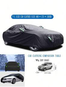 190T Coated Polyester Fabric Full Black Car Cover, Waterproof, Sunproof, With Reflective Strips - Black - View 16