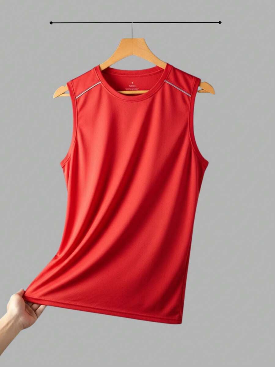 Men's Sleeveless Sports Tank Tops - Quick-Drying And Breathable Running And Gym Shirts With Geometric Patterns - Moisture-Wiping Workout Shirts For Beachwear, Casual Wear - Ideal Gift For Men, Couples - Spring/Summer Sportswear, Gym Clothes - 紅色的 - 查看 1