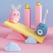 U-Shaped Electric Toothbrush Set, Smart Timer, 3 Cleaning Modes, 360° Auto Brushing, IPX7 Waterproof, Cartoon Dinosaur Design, 2 Replaceable Brush Heads, USB Rechargeable, Suitable As Christmas, Thanksgiving Or Birthday Gift For Family And Friends - Multicolor - View 4