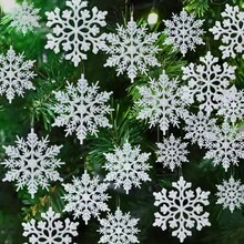 18 Piezas de Copos de Nieve - Decoraciones para Árboles Navideños, Adornos Brillantes en Plástico Blanco/Plateado/Transparente con Forma de Copa de Nieves Invierno Interior - Por supuesto - Ver 4