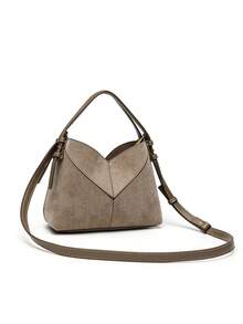 Women Two-Tone Design Mini Canvas Tote Bag, Fashion Shoulder Hand Bucket Bag