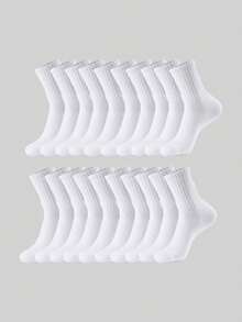 1/10/20 Pairs Socks For Women Men Ankle White Black Mid-Calf Socks Running Hiking Dress Female Male School Work Hiking Funny Women Men On Dress Sock - Multicolor - View 5