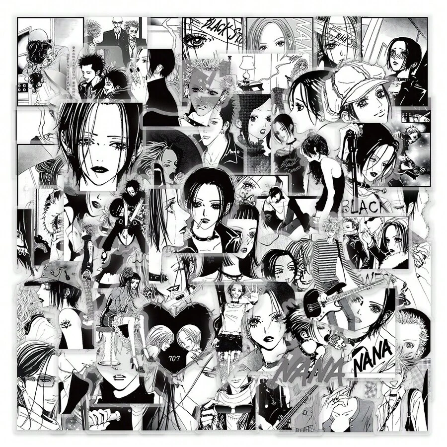 61pcs Black & White NANA Stickers, Suitable For DIY Planner, Phone, Laptop, Notebook, Christmas Gift - Multicolor - View 1