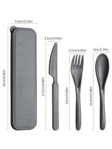 1 Set/8 Sets Portable Plastic Fork Spoon Knife Camping Cutlery, Reusable Tableware Set For Picnic & Daily Use (With Storage Box) - Multicolor - View 11