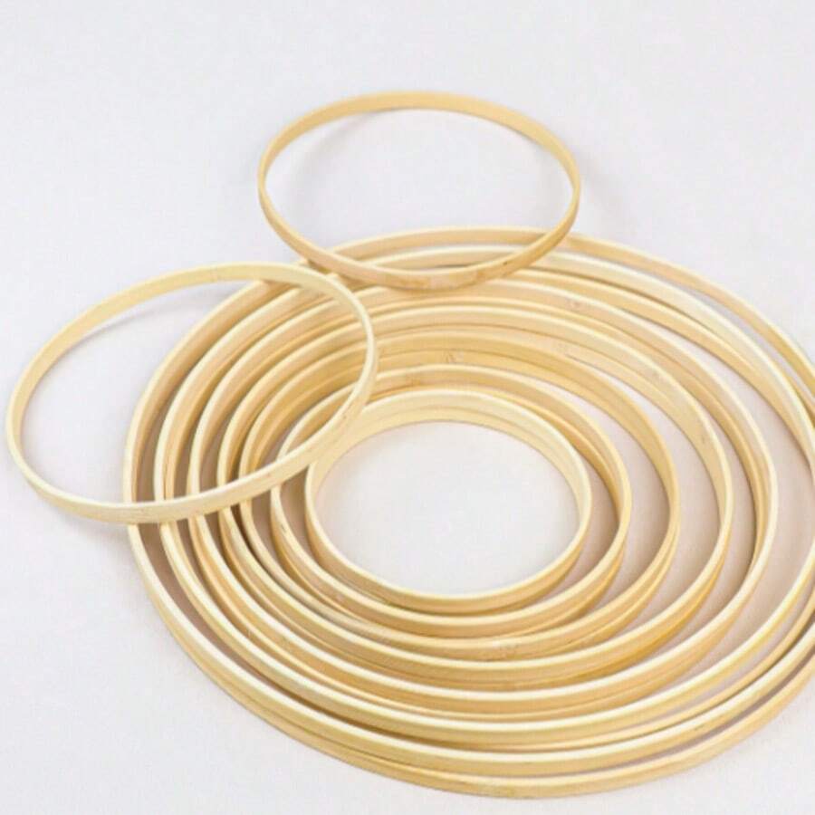 Dreamcatcher Bamboo Hoop Flower Lamp Cross Stitch Embroidery Tool, Round Bamboo Embroidery Hoop Frame Handcraft Circle - Beige - View 1